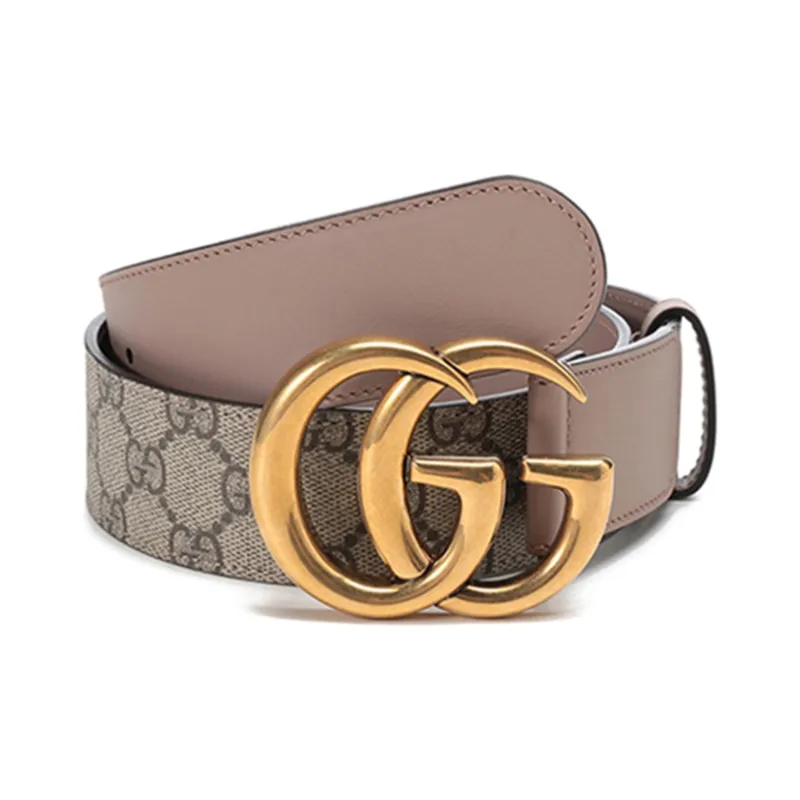 GUCCI Leather Belts Women's Beige Ebony/Gray Pink-0