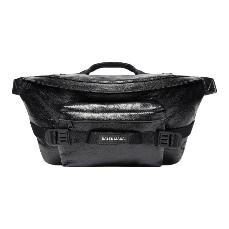 Balenciaga Army Sheepskin Fanny Pack Large Size Men's Black-0