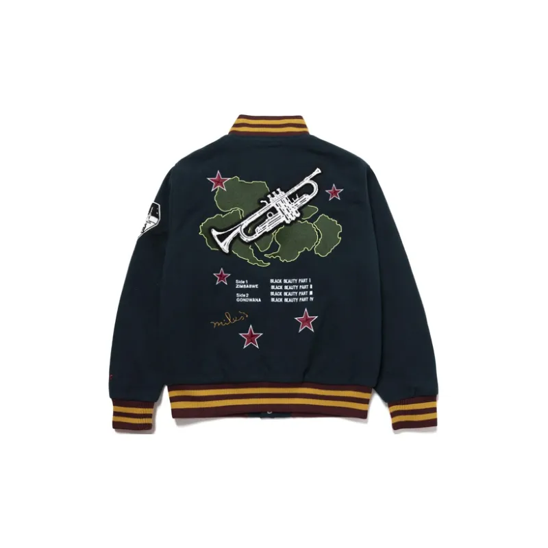 HUF Miles Davis Loose Fit Baseball Jacket Unisex Blue-1