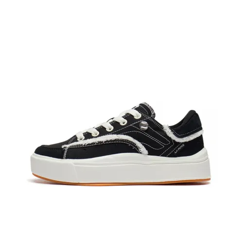 LiNing Comfy Low Top Skateboard Shoes Men's Black White