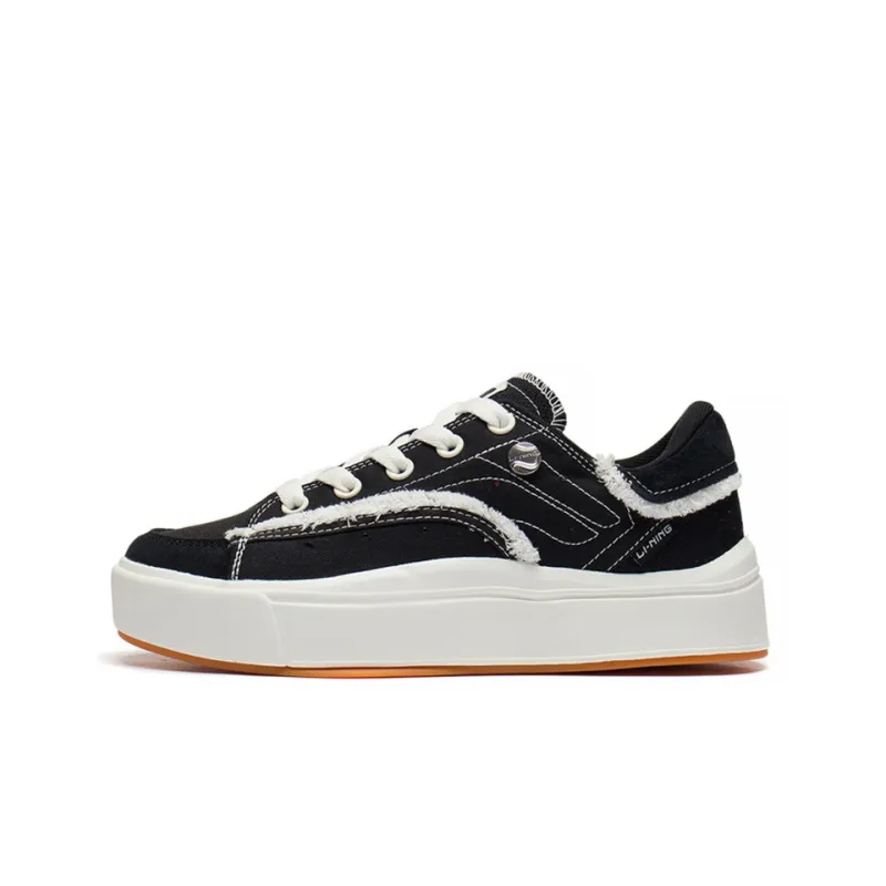 LiNing Comfy Low Top Skateboard Shoes Men's Black White-0