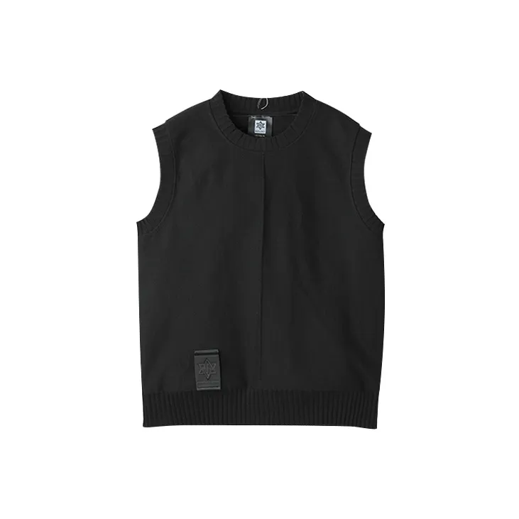 NORVINCY Crew Neck Knitted Fabric Badge Vest Unisex-0