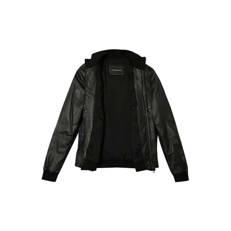 EMPORIO ARMANI FW21 Leather Jacket Men's Black-2