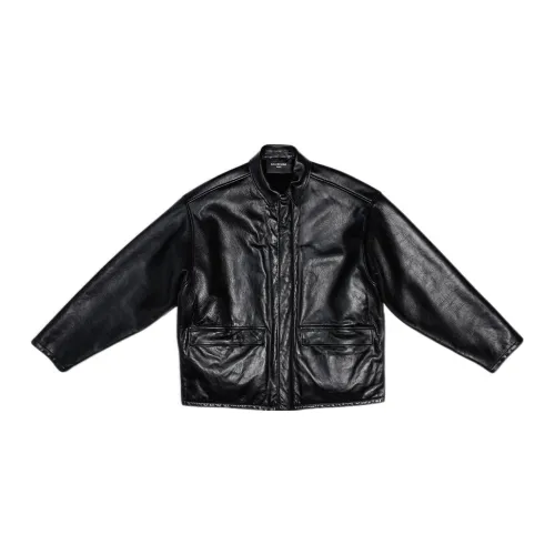 Balenciaga Leather Jackets Men Black