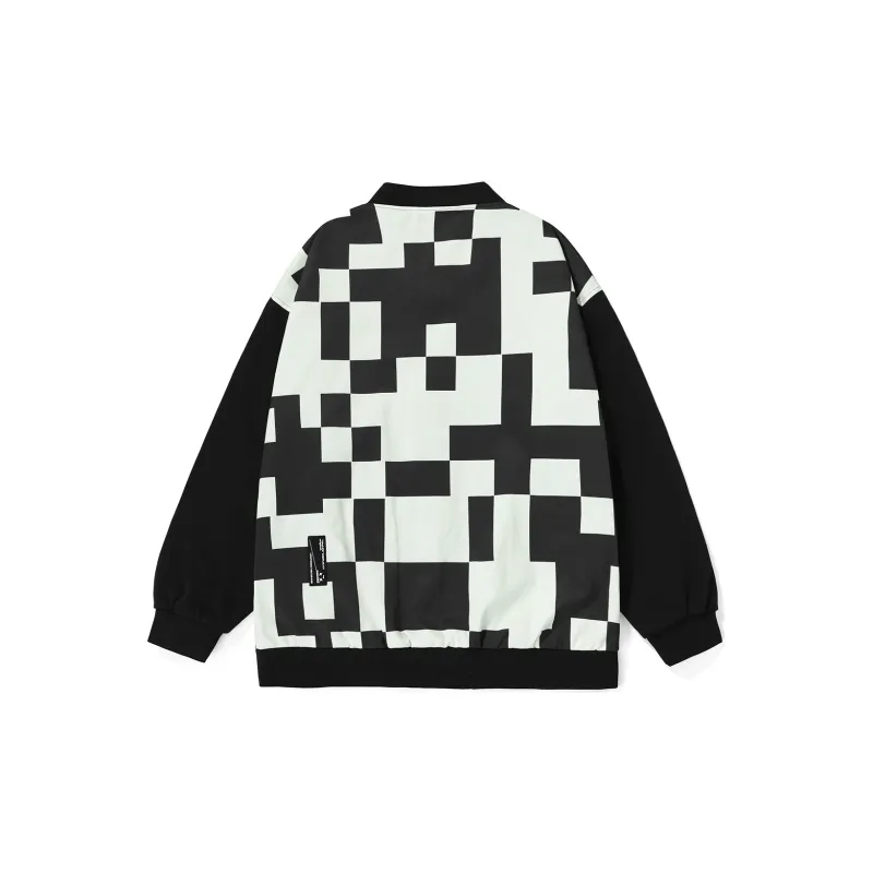 GENANX Baseball Jacket Unisex Black White-1