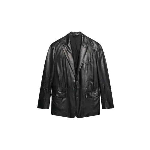 Balenciaga Leather Jackets Men Black