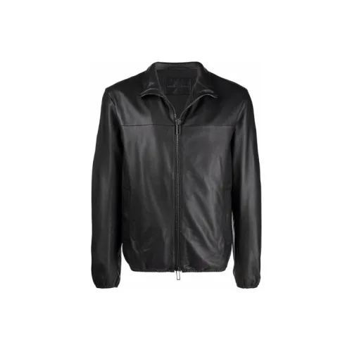 EMPORIO ARMANI Leather Jackets Men Black