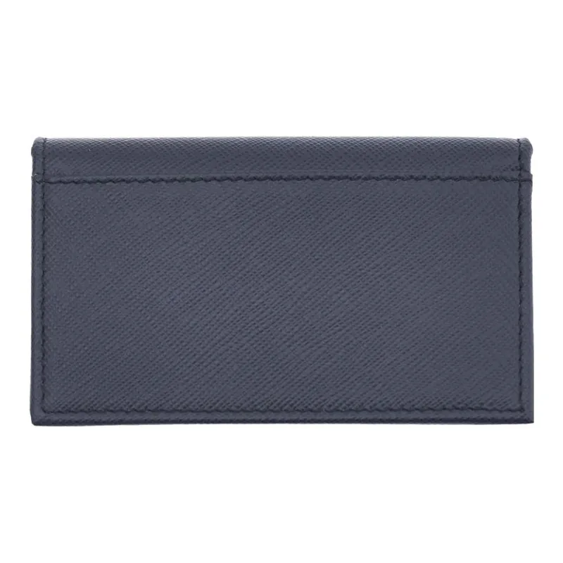 PRADA Cow Leather Card Holder Wallet Men's Blue-1