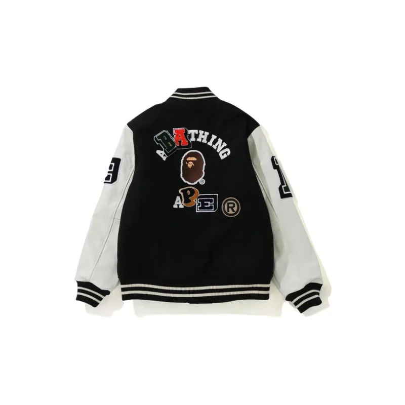 A BATHING APE Crazy Patch Varsity Jacket-1