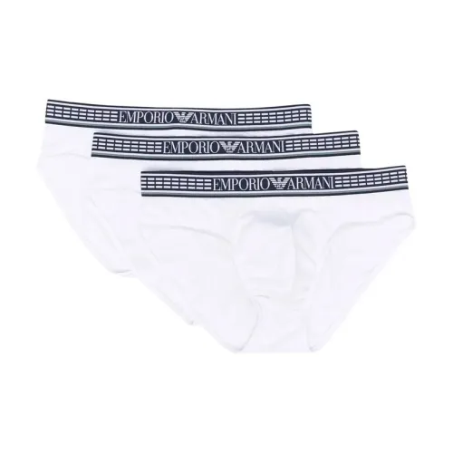 EMPORIO ARMANI Men's SS21 Logo Printing Panties 1 Set Of 3 Packs White