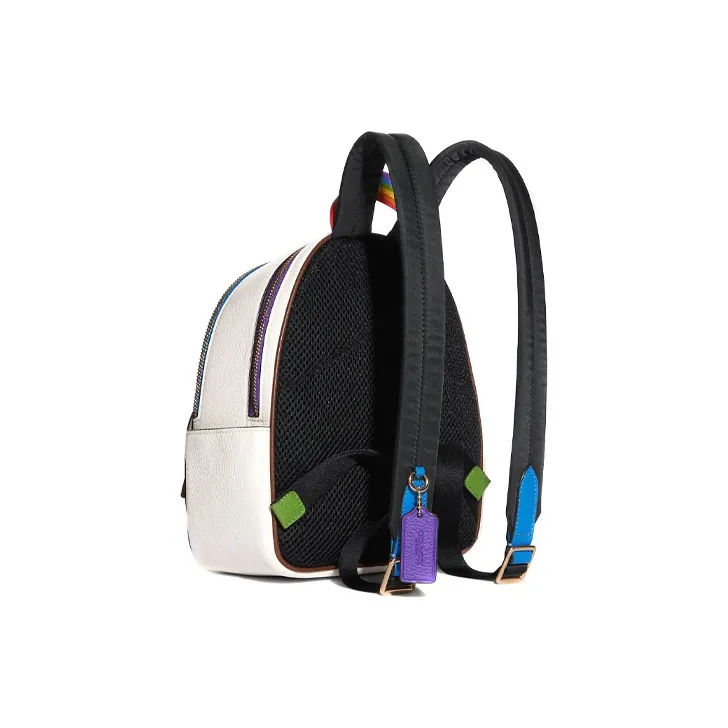 COACH Court Leather Backpack Small Size Women's White-1