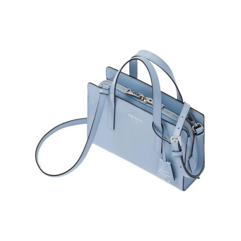 PRADA Re-Edition Leather Shoulder Bag Crossbody Bag Handbag Mini Women's Sky Blue-2