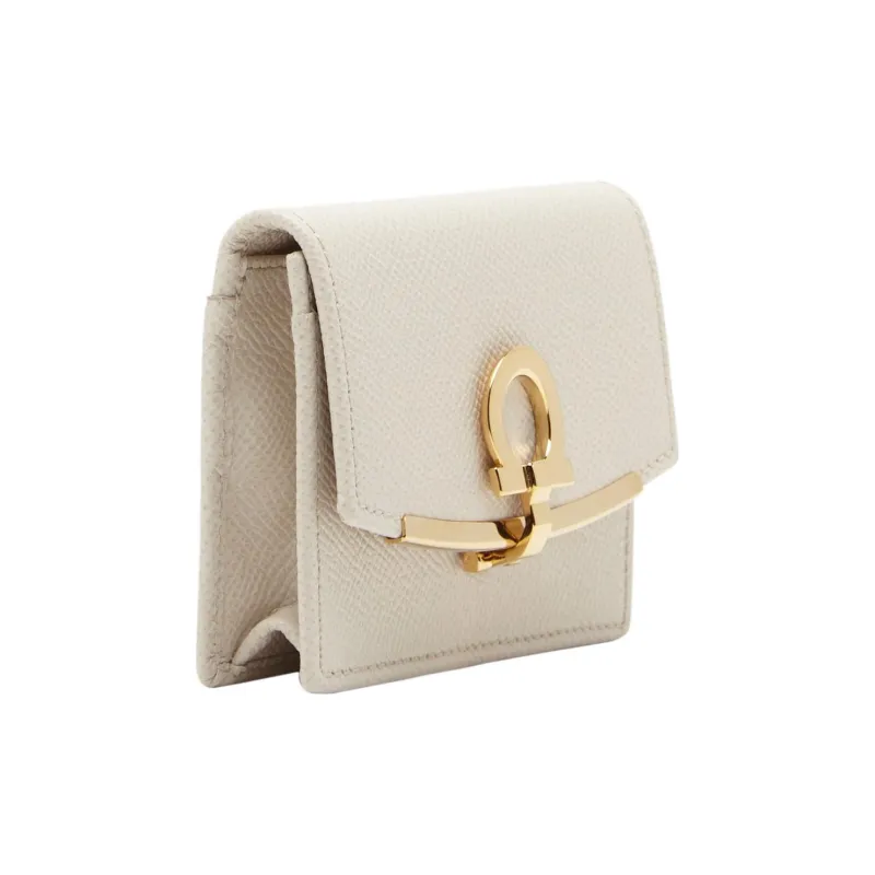 FERRAGAMO Cow Leather Card Holder Women's White-1