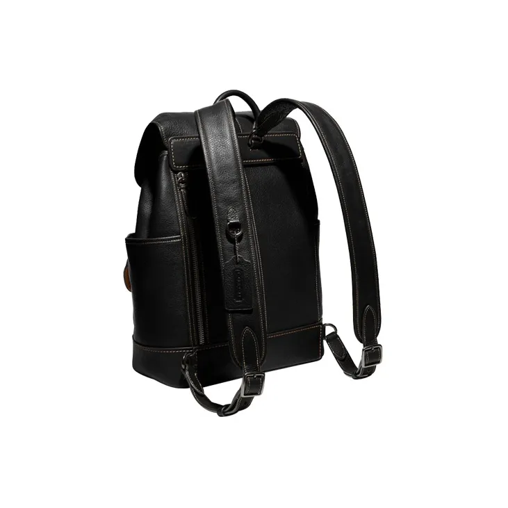 COACH Carriage Leather Backpack Large Size Men's Black-2