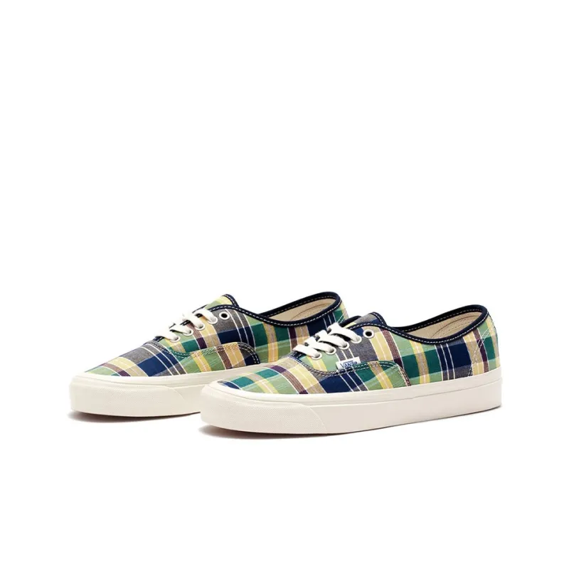 Vans Style 44 Low Tops Casual Skateboarding Shoes Unisex Yellow Green Blue Plaid 'Yellow Green Blue'-1