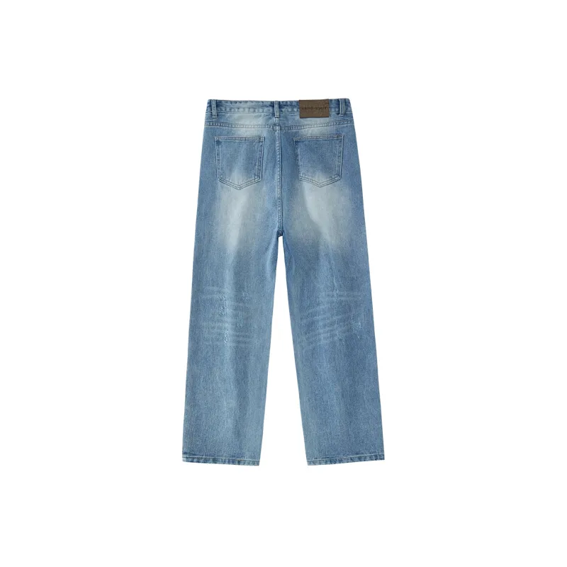 SandKnit Ripped Pants Jeans Unisex Light Blue-1