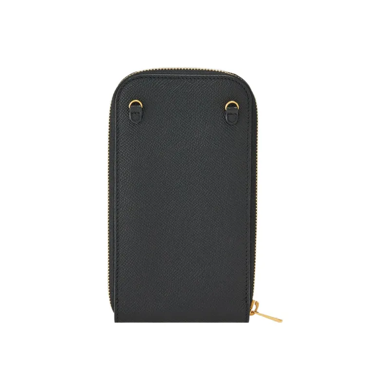FERRAGAMO GANCINI Cow Leather Cell Phone Pouch Women's Black-3