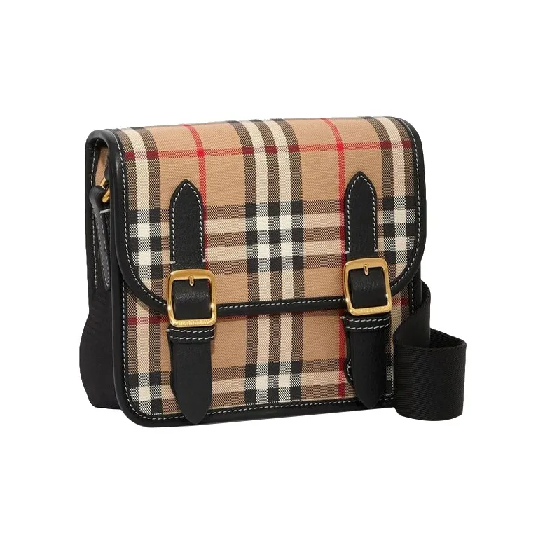 Burberry Vintage Cotton With Leather Messenger Bag Crossbody Bags Shoulder Bags Kids' Archive Beige-1