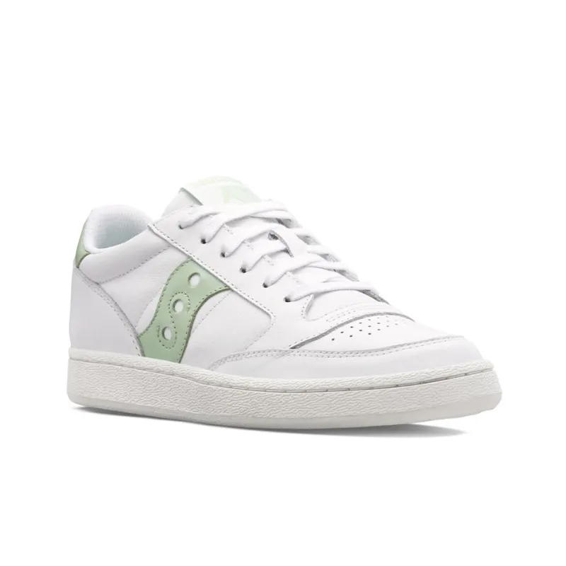 Saucony Jazz Court Metallic Anti-Slip Wear-Resistant Low-Top Skateboard Shoes Women's White Green-1