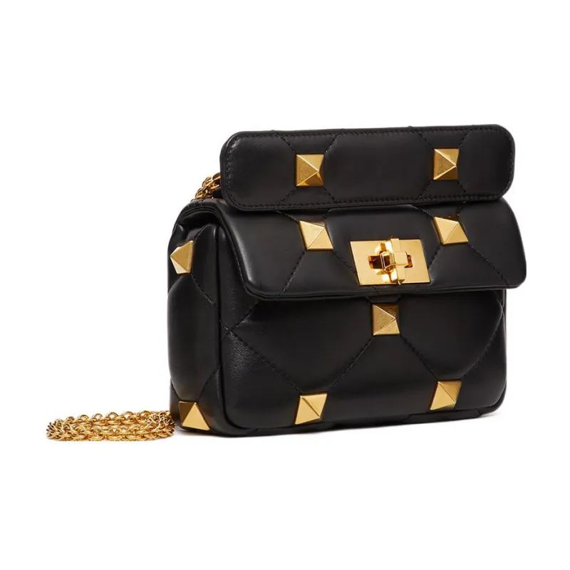 Valentino ROMAN STUD Sheepskin Handbag Crossbody Bag Shoulder Bag Women's Black-1