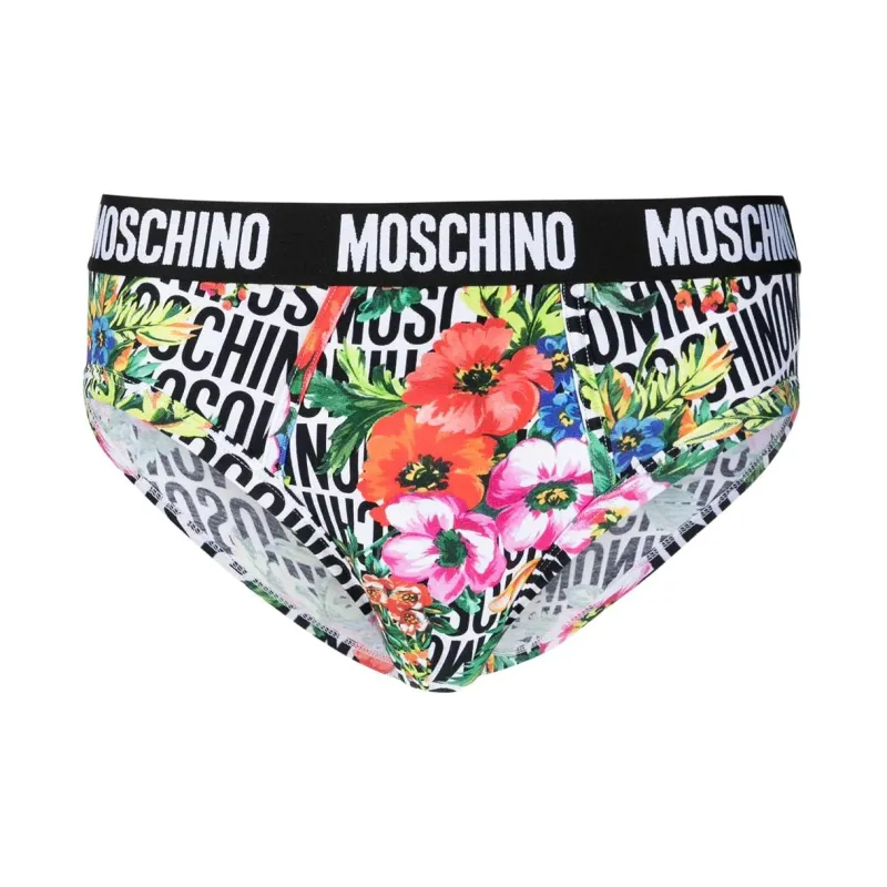 MOSCHINO Men's SS22 Logo Briefs 1 Packs Multicolor-0