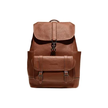 COACH Carriage Leather Backpack Large Size Men's Brown