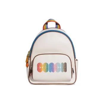 COACH Court Leather Backpack Small Size Women's White