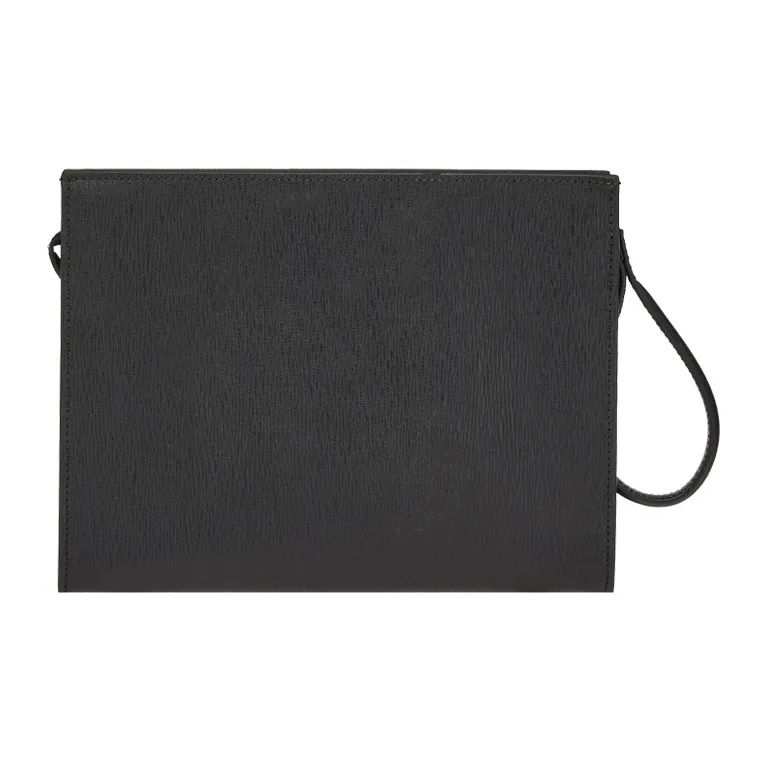 FERRAGAMO GANCINI Cow Leather Clutch Regular Men's Black-3