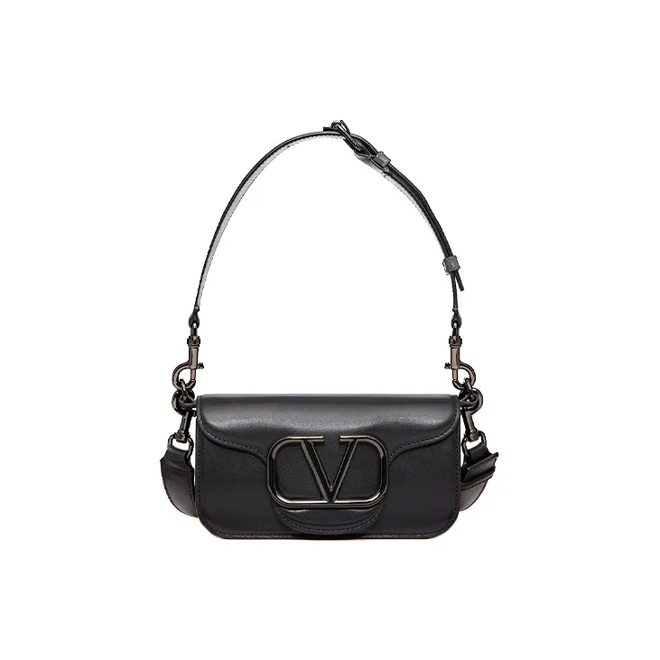 Valentino Locò Calfskin Shoulder Bag Urban Techwear Bag Shoulder Bag, Crossbody Bag Men's Black-0