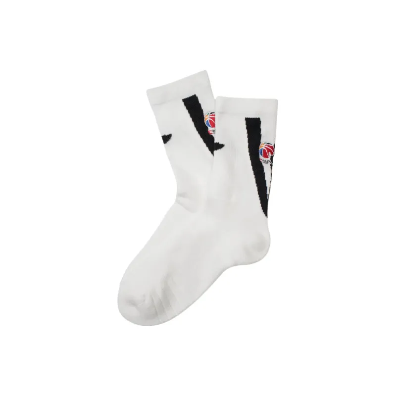 LiNing Sports Basketball Collection Knee High Socks Men's Men's White-4