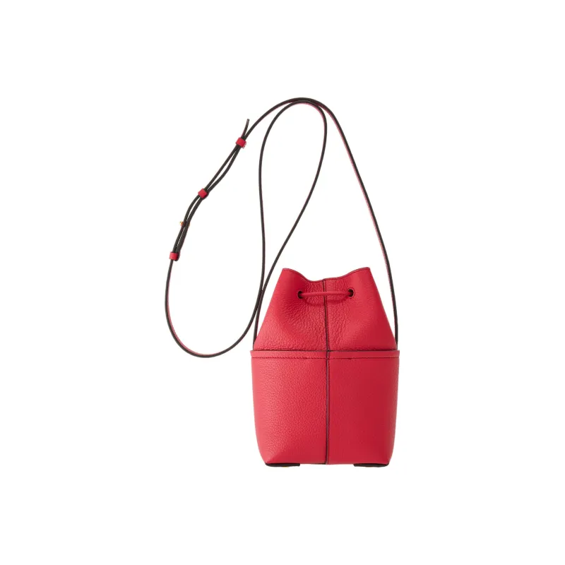 FERRAGAMO GANCINI Stamped Calfskin Bucket Bags Shoulder Bag Crossbody Bag Mini Women's Red-2