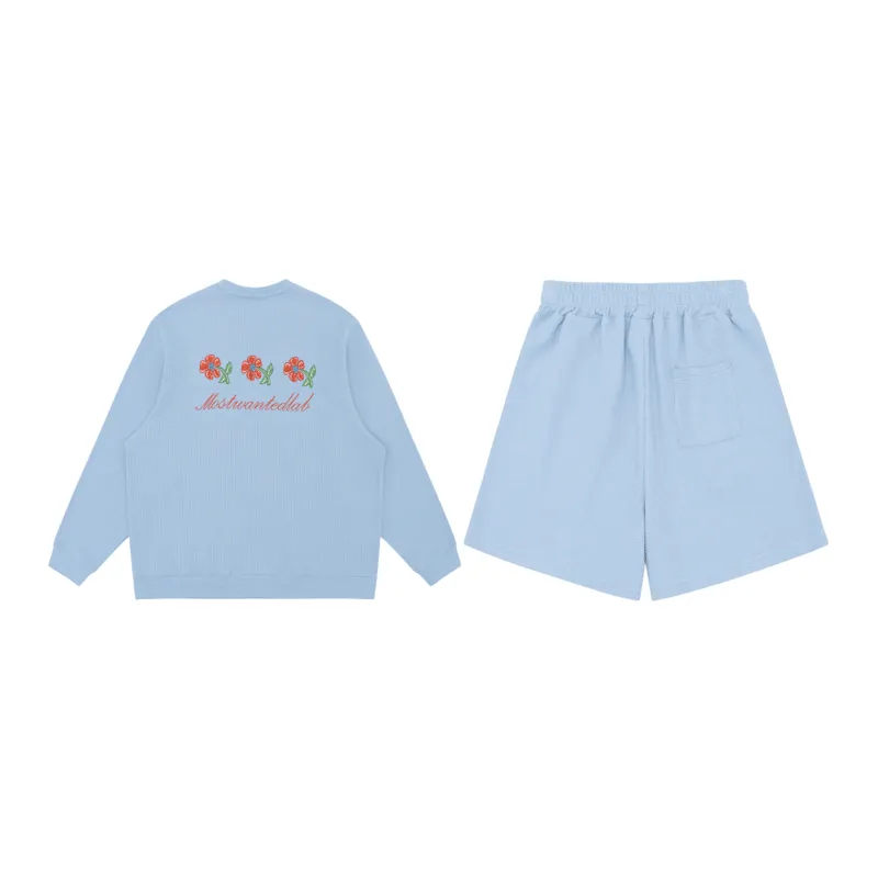 MostwantedLab Vintage Flower Sweatshirt Sets Unisex-4