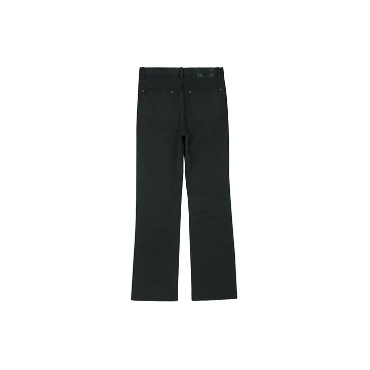 SIMPLE PROJECT Flared Pants Jeans Unisex Washed Black-1