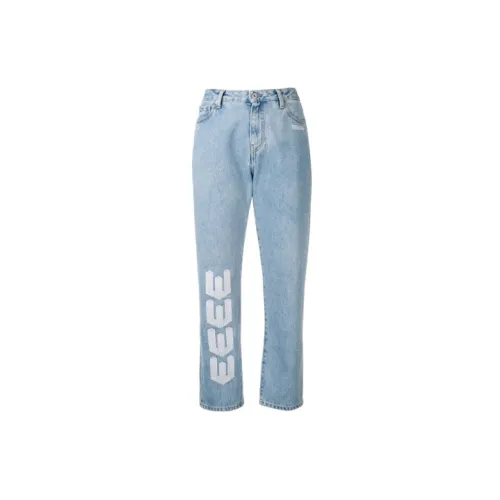 OFF-WHITE WMNS Printed Straight Leg Jeans Blue