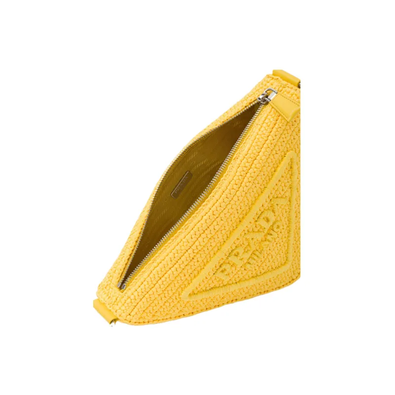 PRADA Triangle Fabric Shoulder Bag Crossbody Bag Yellow-3