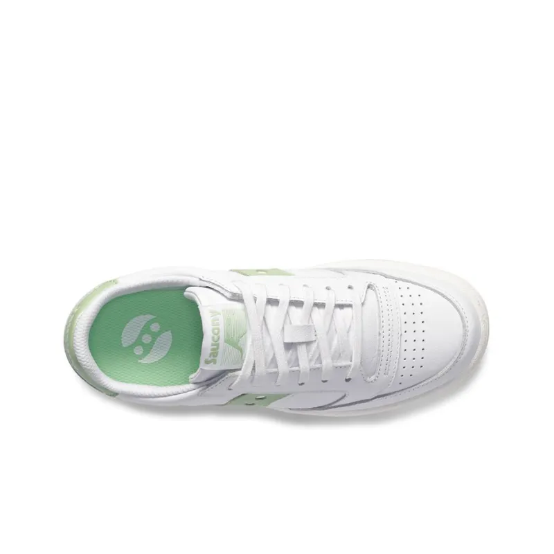 Saucony Jazz Court Metallic Anti-Slip Wear-Resistant Low-Top Skateboard Shoes Women's White Green-2