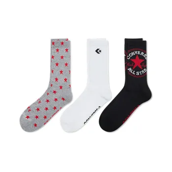 Converse Mid Calf Socks Unisex 3 Pack Black/White/Gray