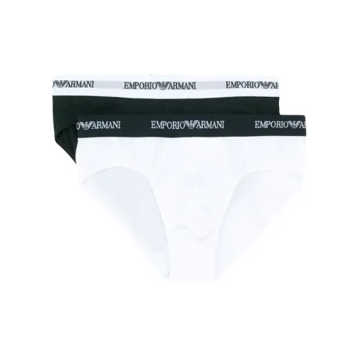 EMPORIO ARMANI Men's Logo Printing Briefs 1 Set Of 2 Packs Black/White