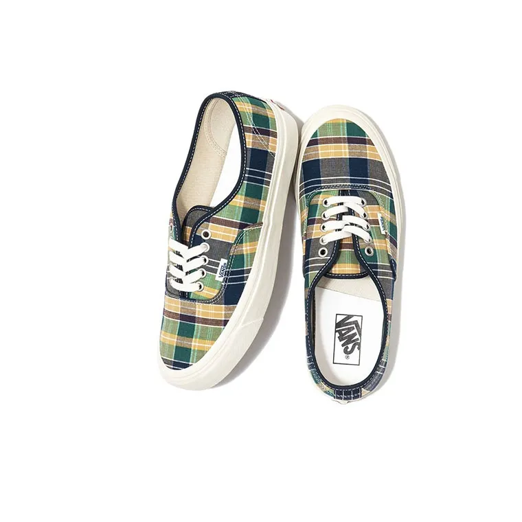 Vans Style 44 Low Tops Casual Skateboarding Shoes Unisex Yellow Green Blue Plaid 'Yellow Green Blue'-3