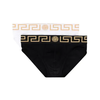 VERSACE Greca Border Briefs 2 Pack Black
