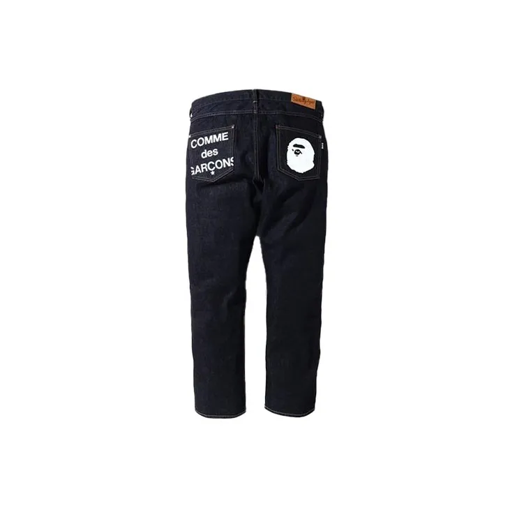 Cdg X A BATHING APE Head Series Jeans Unisex Blue-1