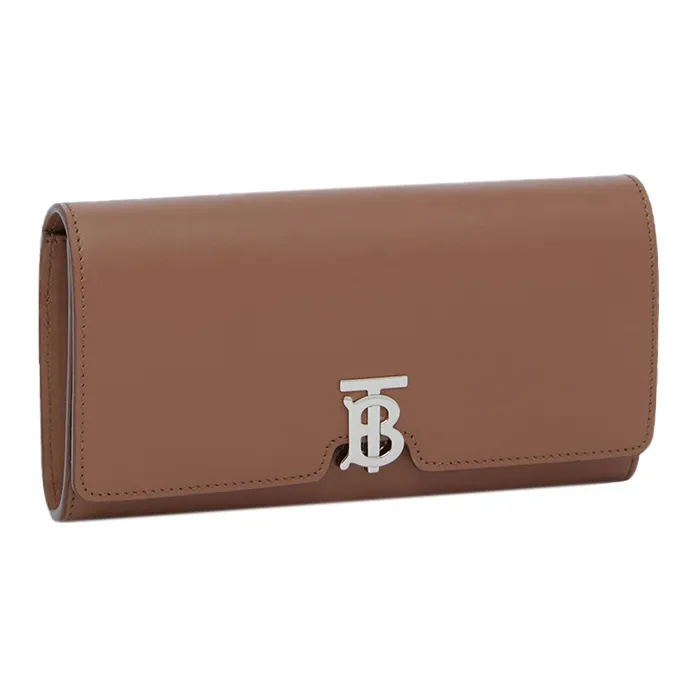 Burberry Smooth Calf Leather Money Clip Card Holder Wallet Women's Malt Brown-1