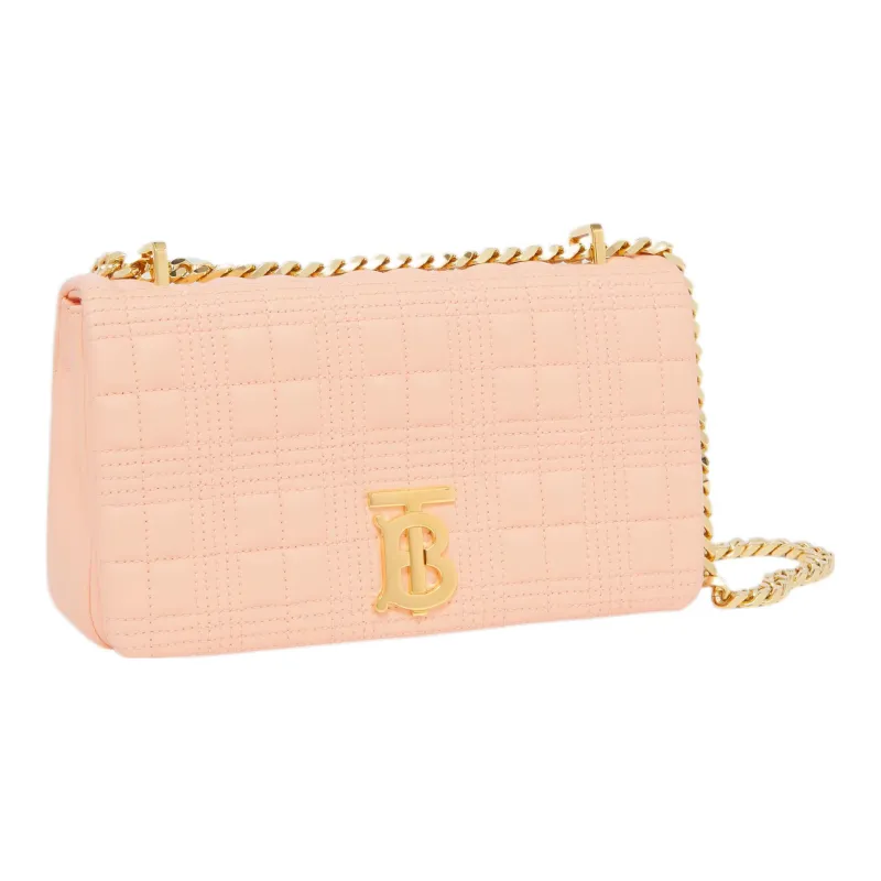 Burberry Lola Lola Bag Metal Chain Lambskin Handbags Shoulder Bag Crossbody Bag Small Size Women's Peach Pink-2