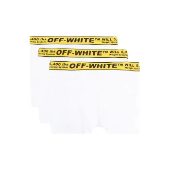 OFF-WHITE Men's SS21 Logo Three-pack Tripack Classic Industrial Boxer White