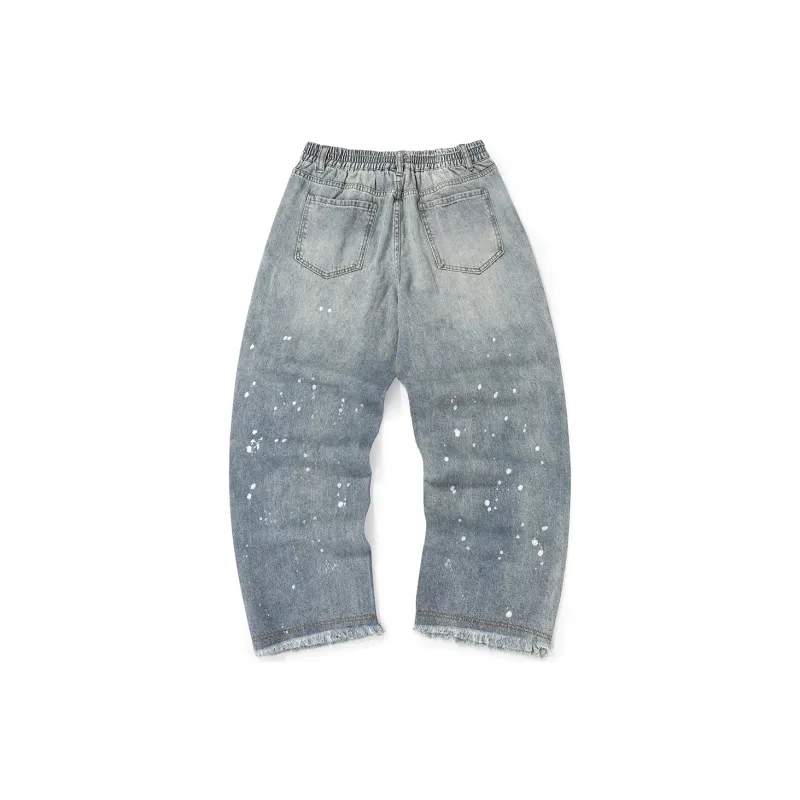 XXGOGO Straight Jeans Unisex Distressed Denim Blue-1