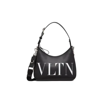 Valentino Leather HOBO Handbag Portable Crossbody Bag Shoulder Bag Men's Black White