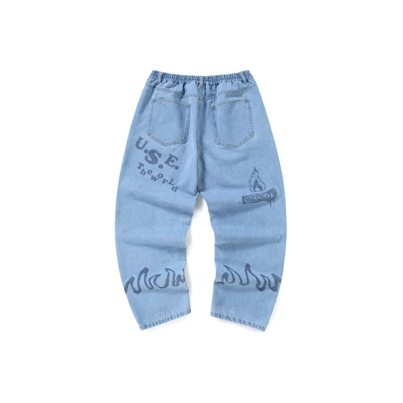 XXGOGO Straight Jeans Unisex Denim Blue-1