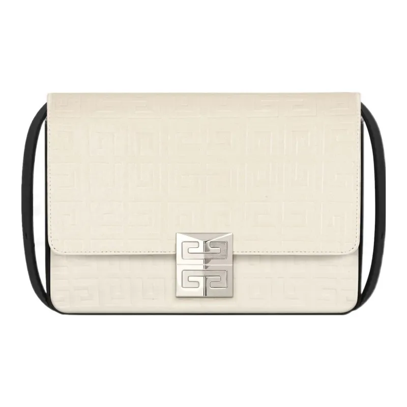 Givenchy Embossed Calfskin Box Bag Handbag Crossbody Bag Shoulder Bag Women's Cream White-0