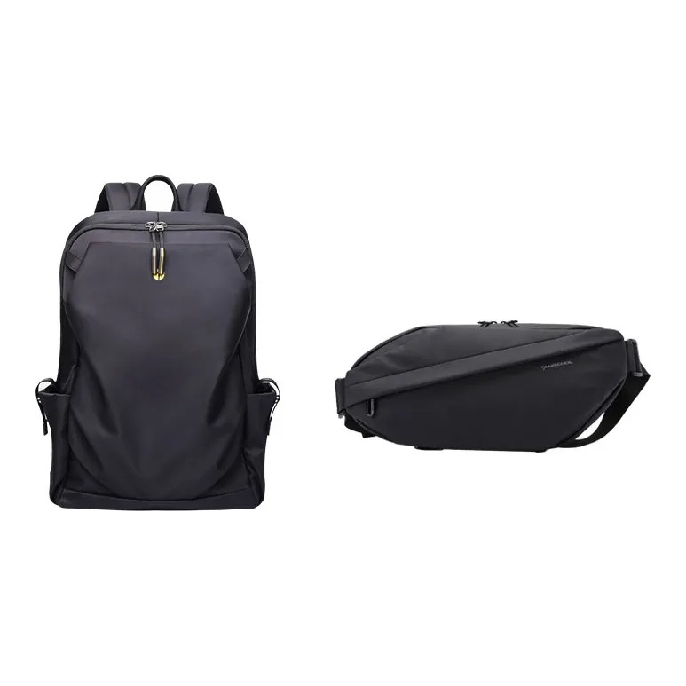 TANGCOOL Nylon Fabric Laptop Backpack Large Size Unisex Black-12