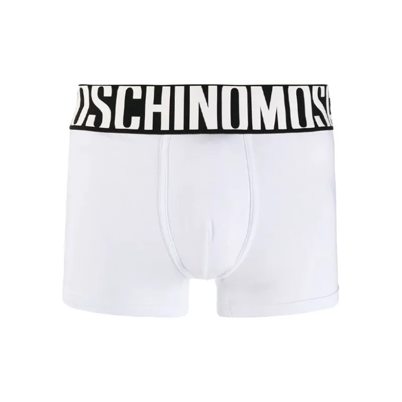 MOSCHINO Men's Logo Printing Boxer Briefs 1 Packs White-0